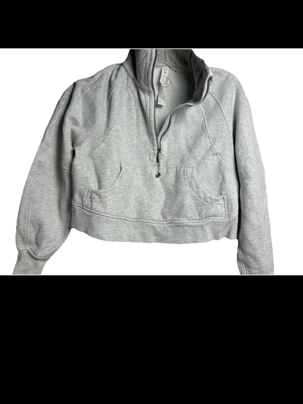Lululemon Scuba Cropped 1/2 Zip Funnel Neck Waffle Pullover Heather Grey XS/S
